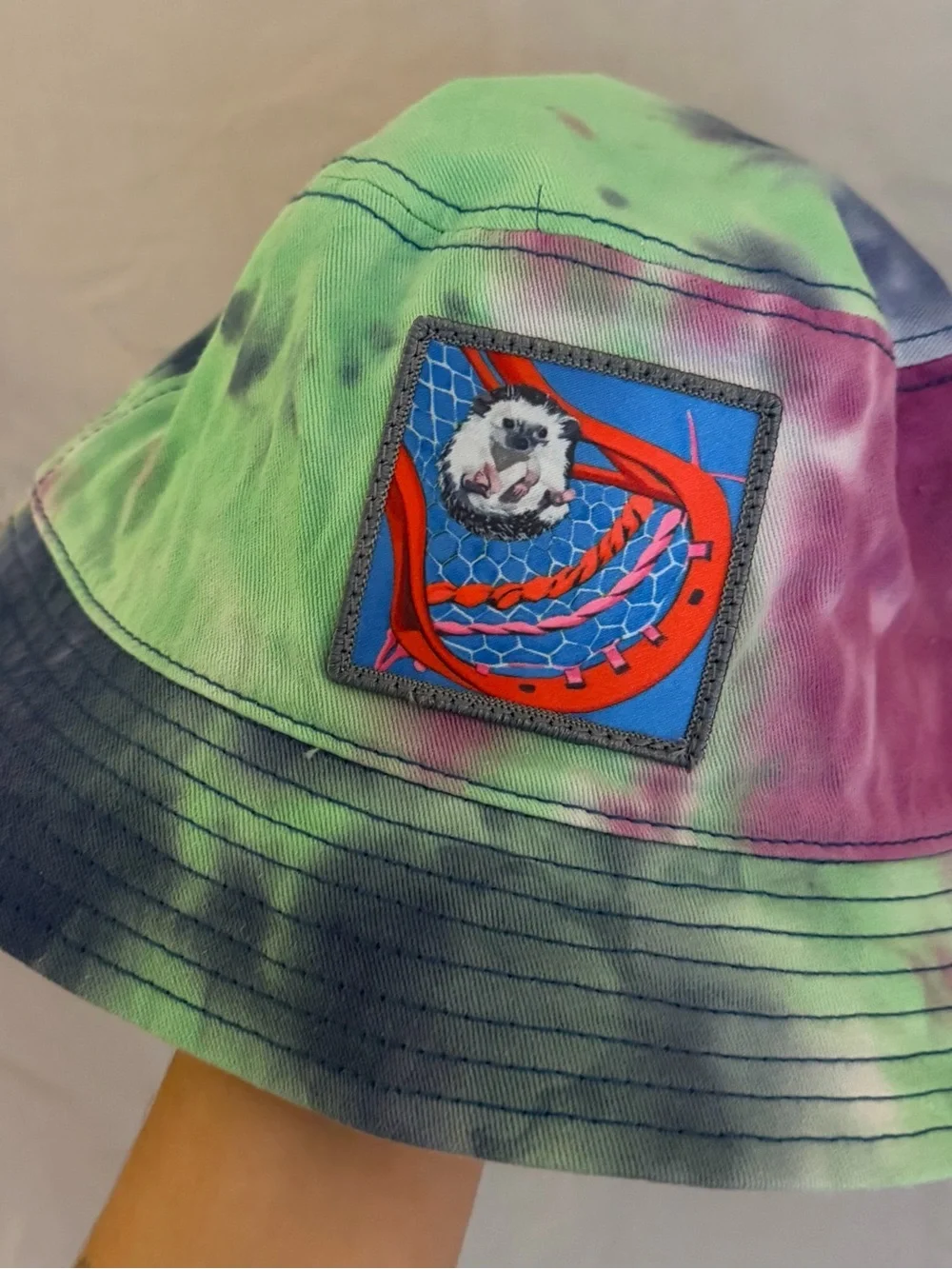 Hedgehog in Lacrosse Stick Tye Die Bucket Hat